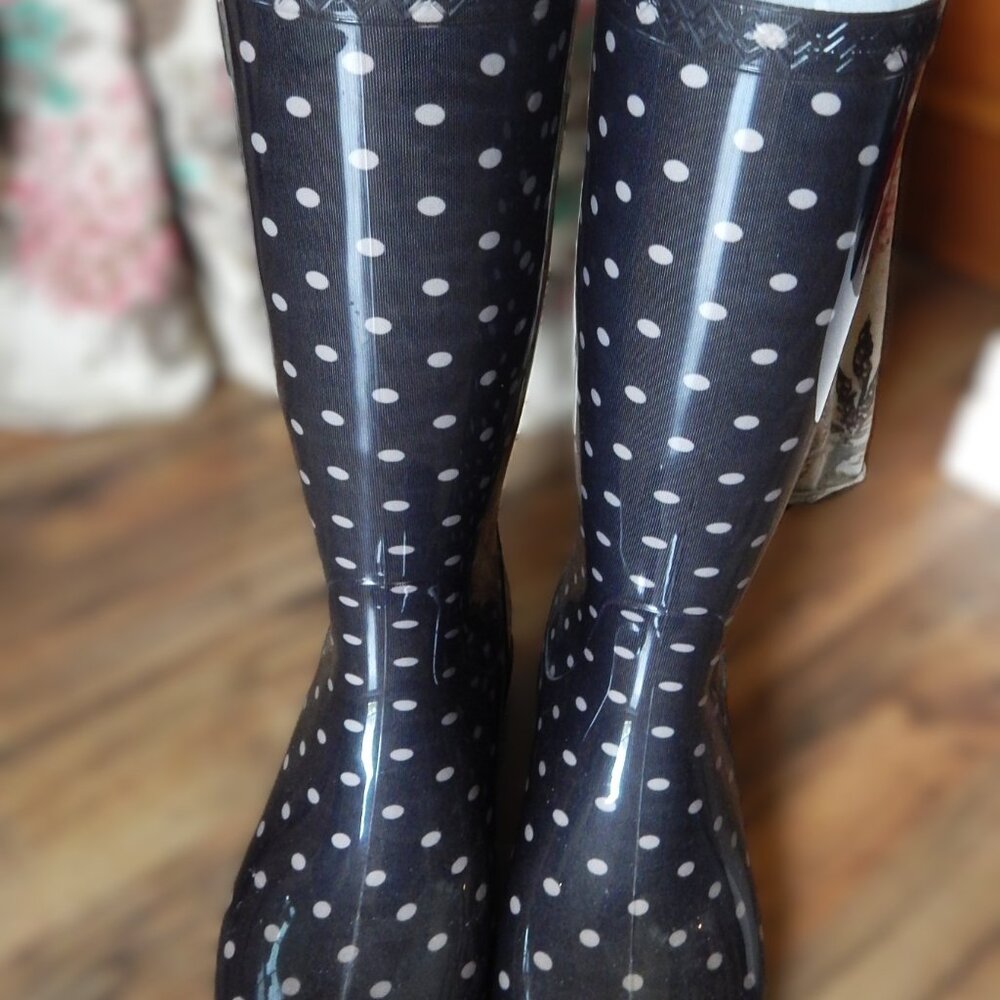 UGG Black and White Polka Dot Rain Boots - Picture 7 of 7